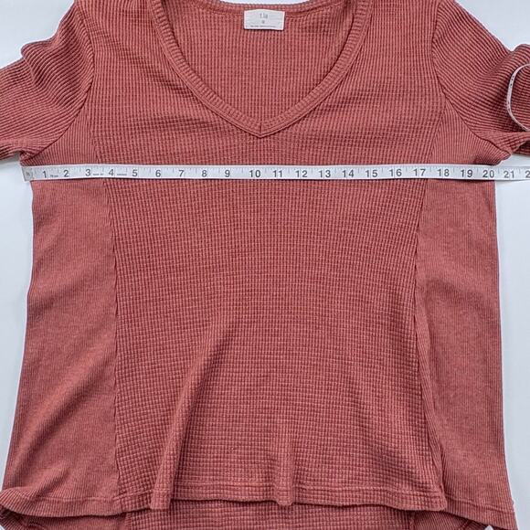 Anthropologie T.La Vicky Thermal Waffle Knit Top Size Small Boho Minimalist - Picture 9 of 10